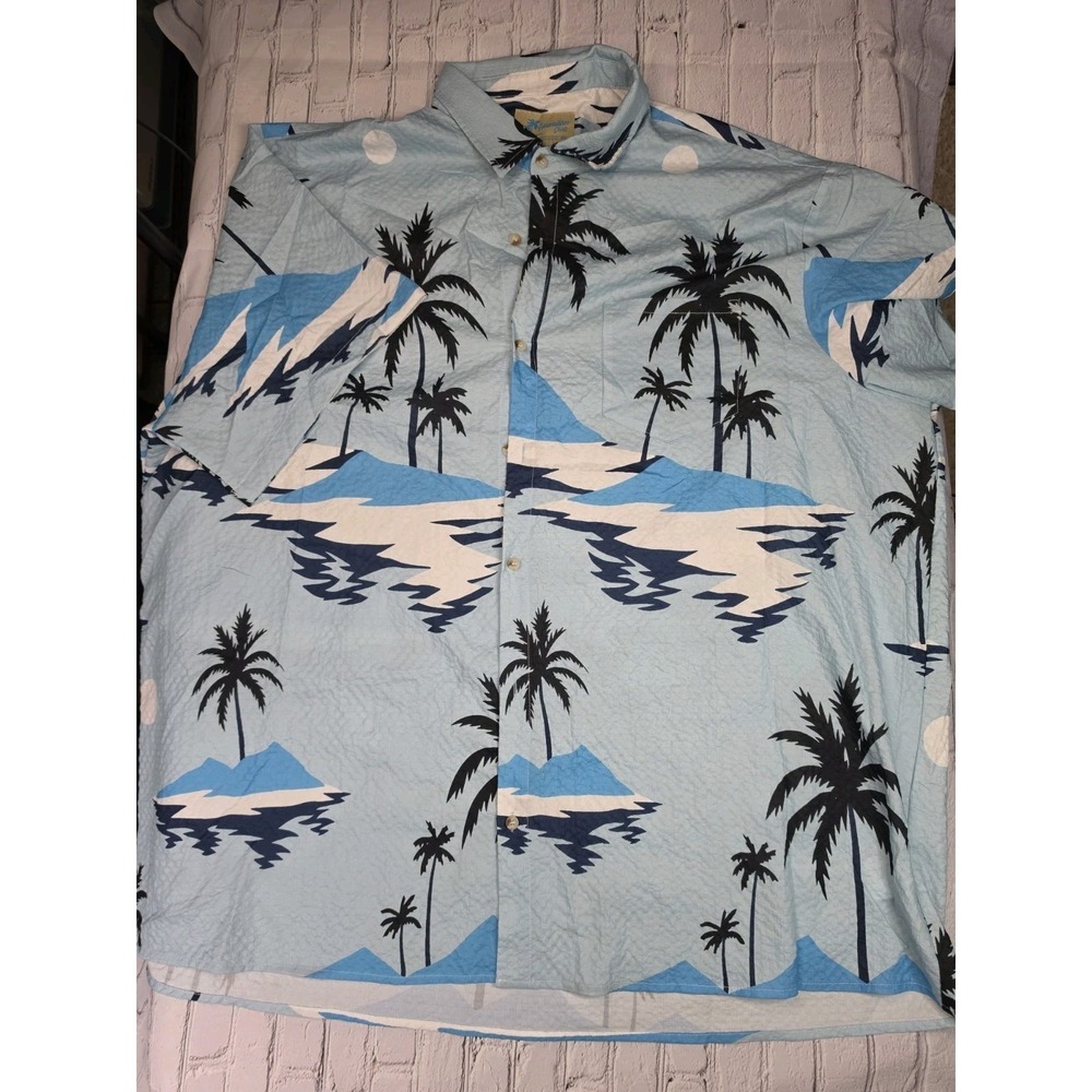 Mens‎ 5XL Hawaiian Shirts Blue Palm Trees Lightweight Hawaiian Shirt